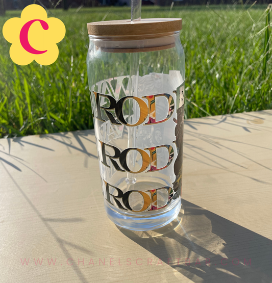 Rod Wave 20oz Glass Cup with Bamboo lid + Reusable straw