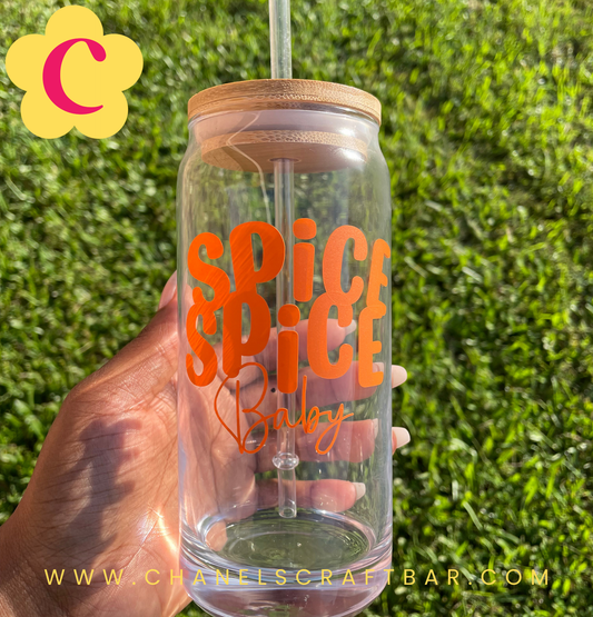 Trendy 20oz glass cup with reusable straw and bamboo top