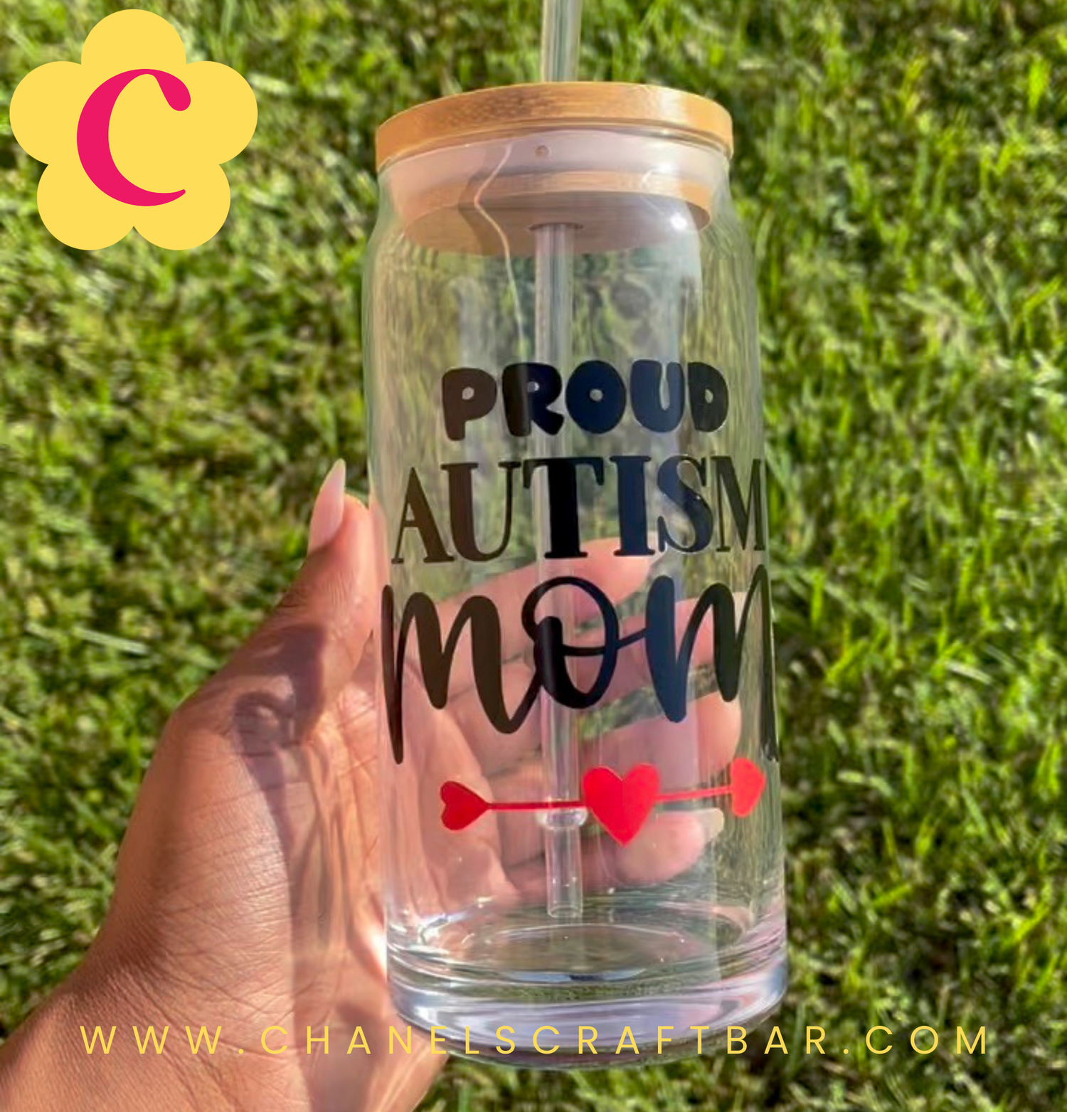 Proud Austim Mom Glass