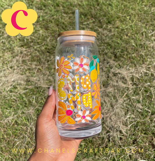 Mama 20oz Glass Cup with Bamboo Lid + Glass Straw