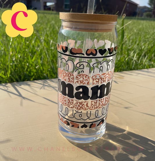 Mama 20oz Glass Cup with Bamboo Lid + Reusable Straw
