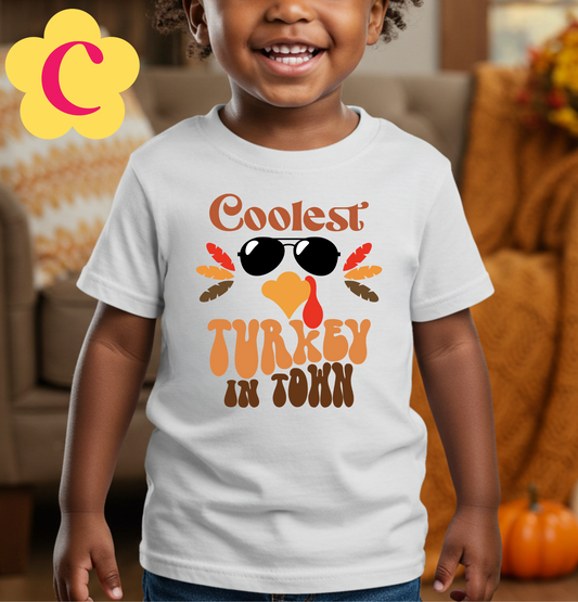 Coolest Turkey In Town Kids Shirt