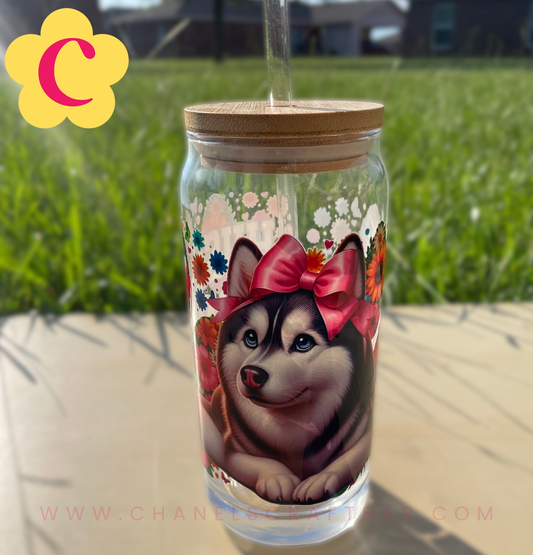 Husky Mama 20oz Glass Cup
