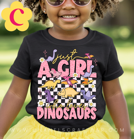 Just A Girl Who Loves Dinosaurs Kids Shirt